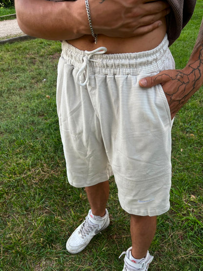 White Stripe Premium Şort
