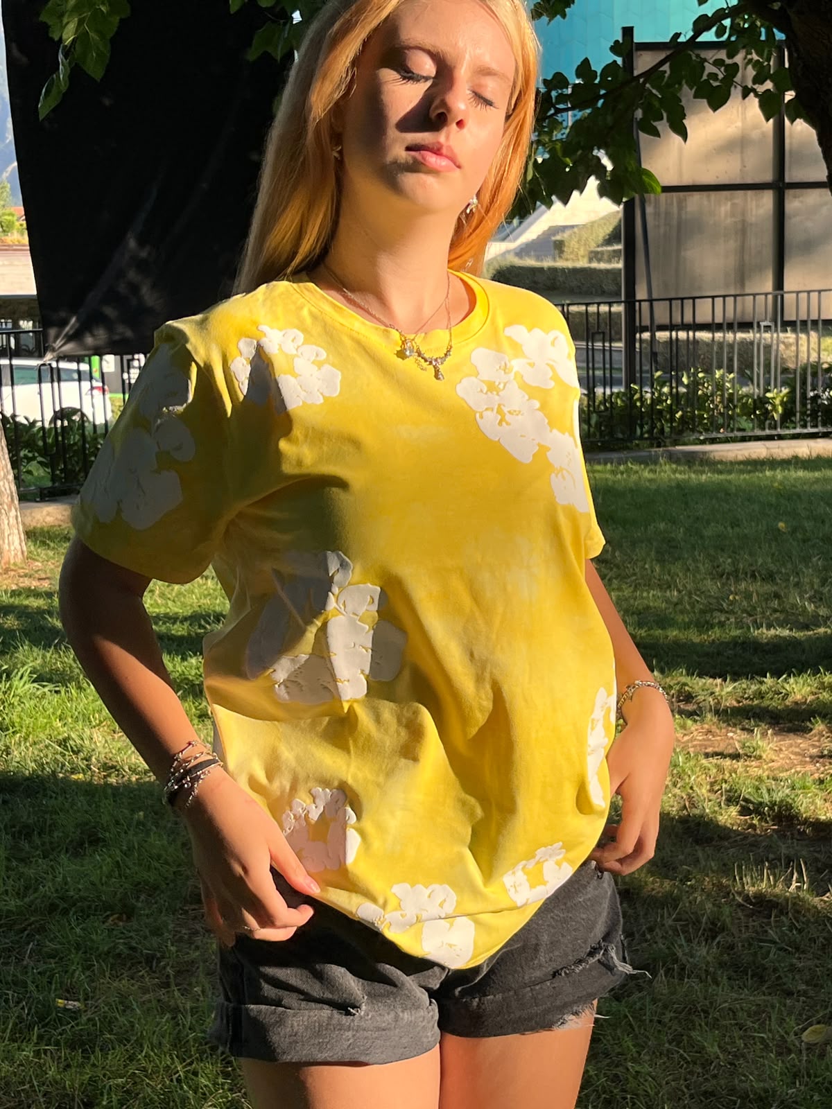 Sunshine Yellow 3D Floral T-Shirt