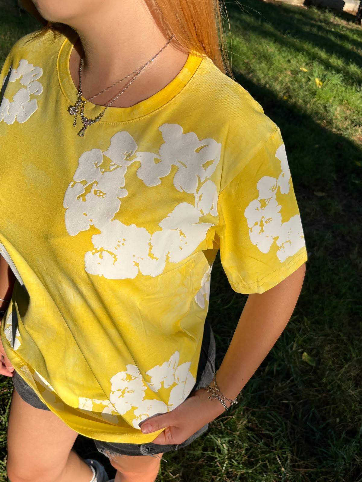 Sunshine Yellow 3D Floral T-Shirt